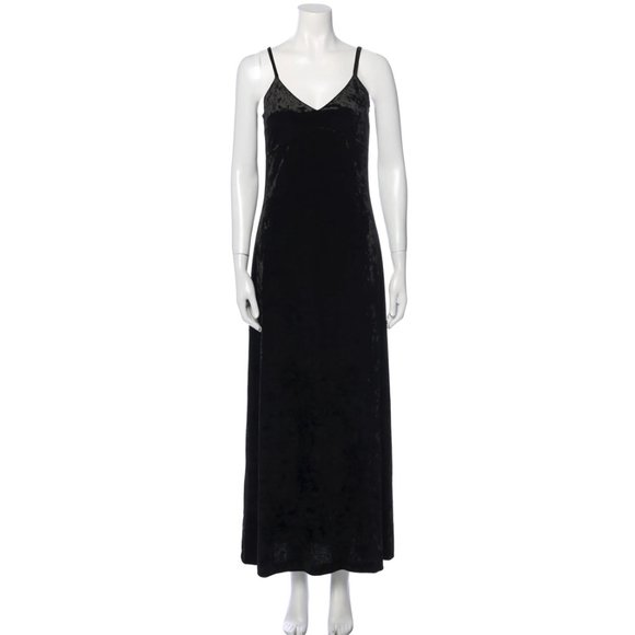 Micheal Kors Serita Maxi Slip Dress Black Velvet US Small